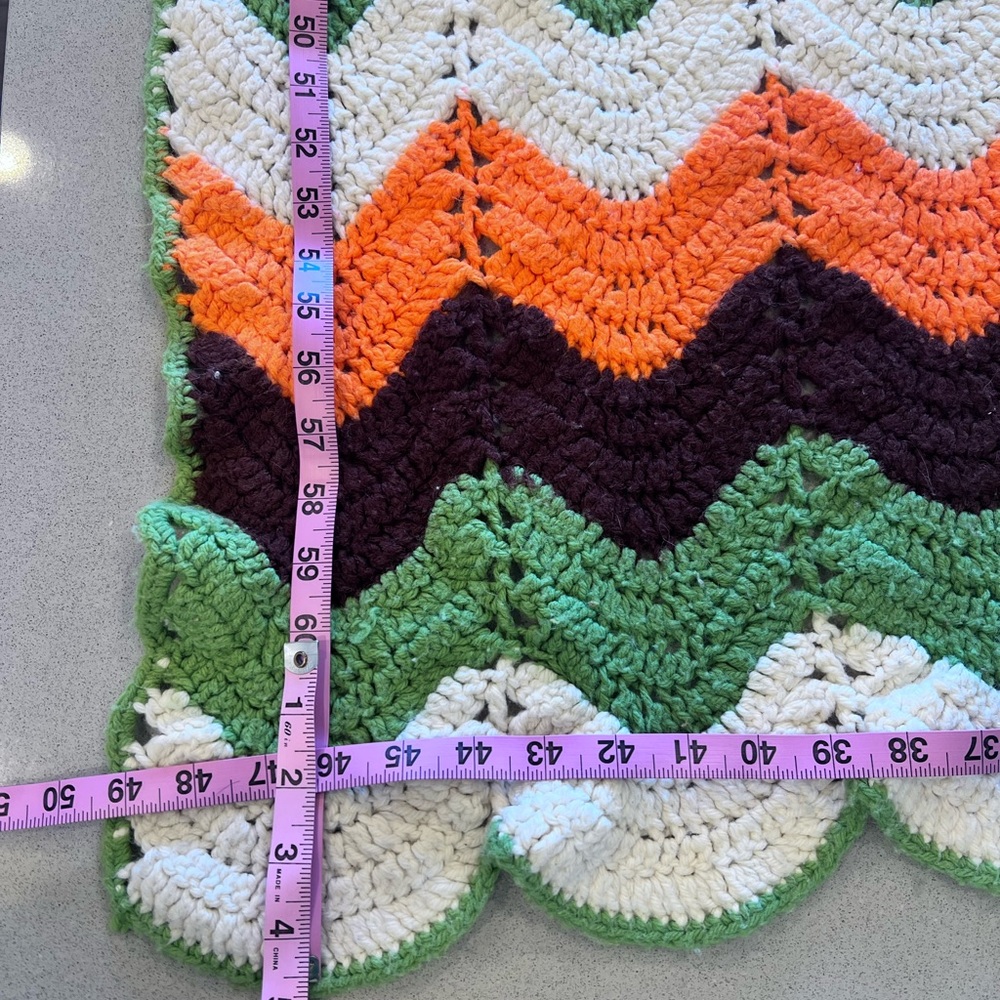 Vintage Handmade Crochet Afghan Approximately 65”x49” 70’s Boho Vibe - Picture 3 of 4
